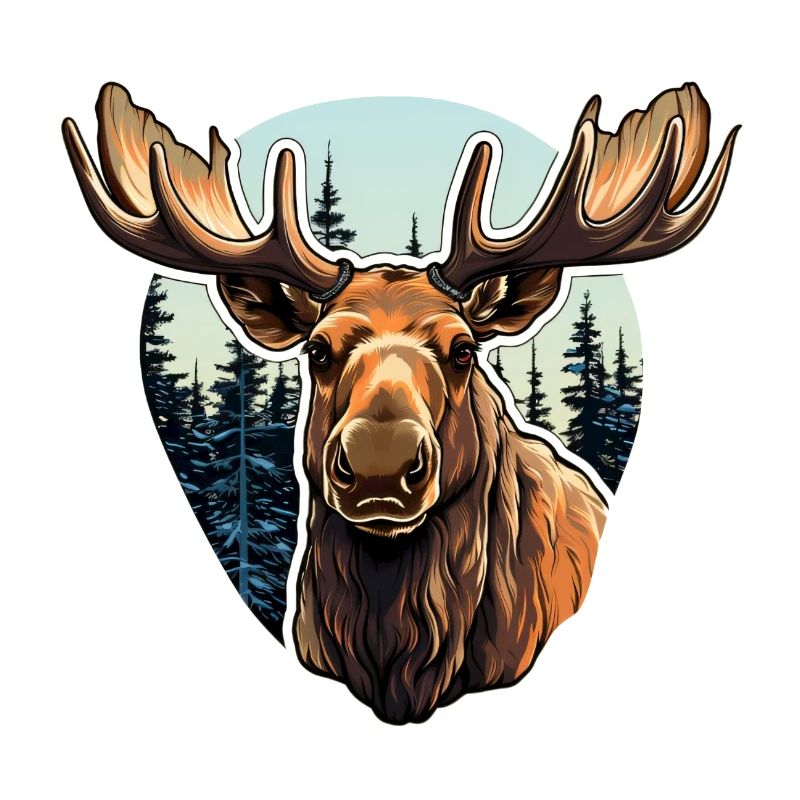 Moose in front of a forest