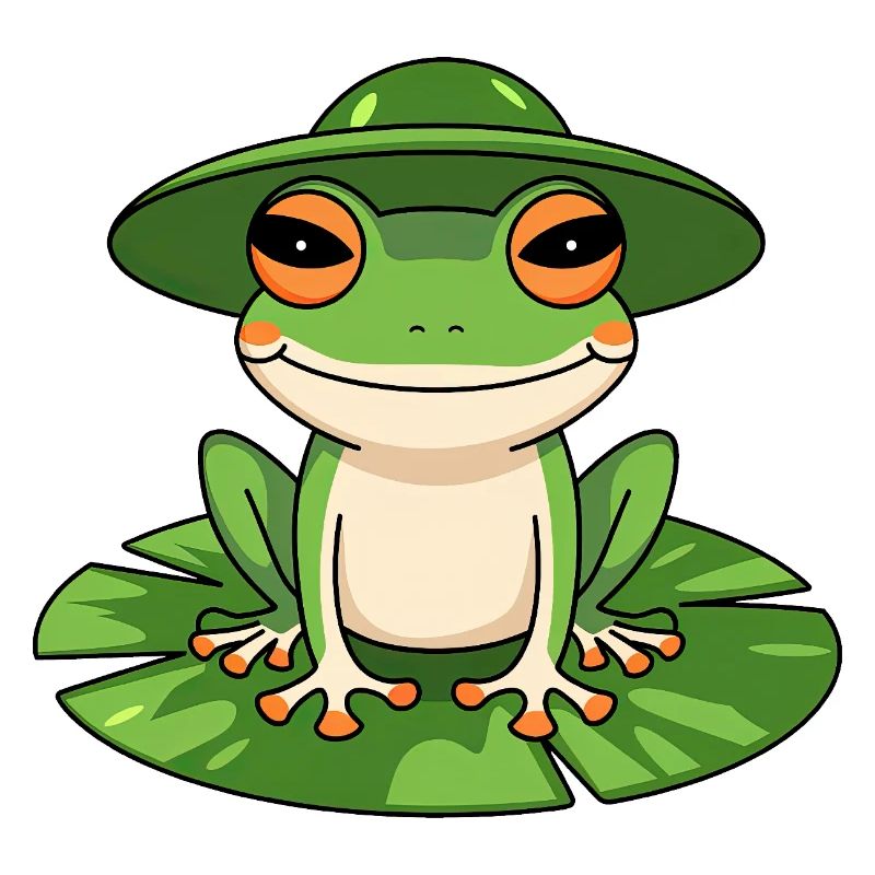 Cute frog with hat