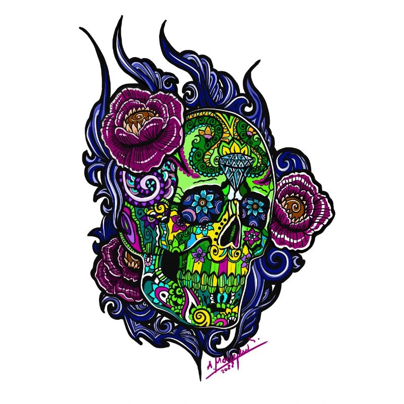 Schädel/abstraktBlüten