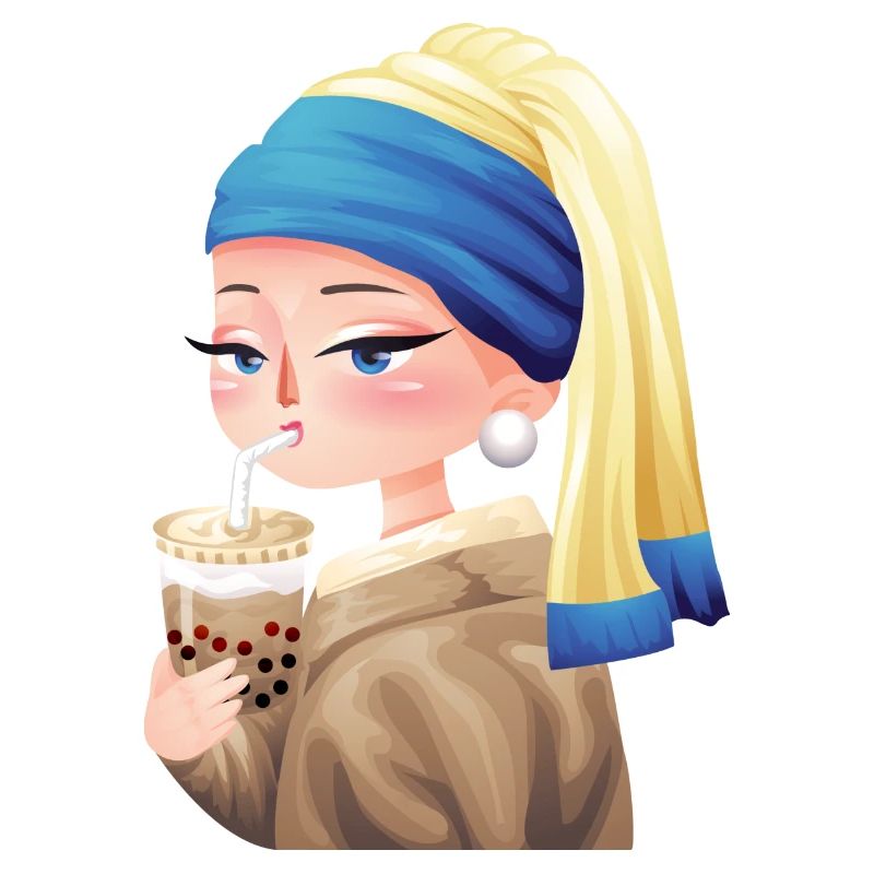 Bubble Tea and Perlen Ohrring