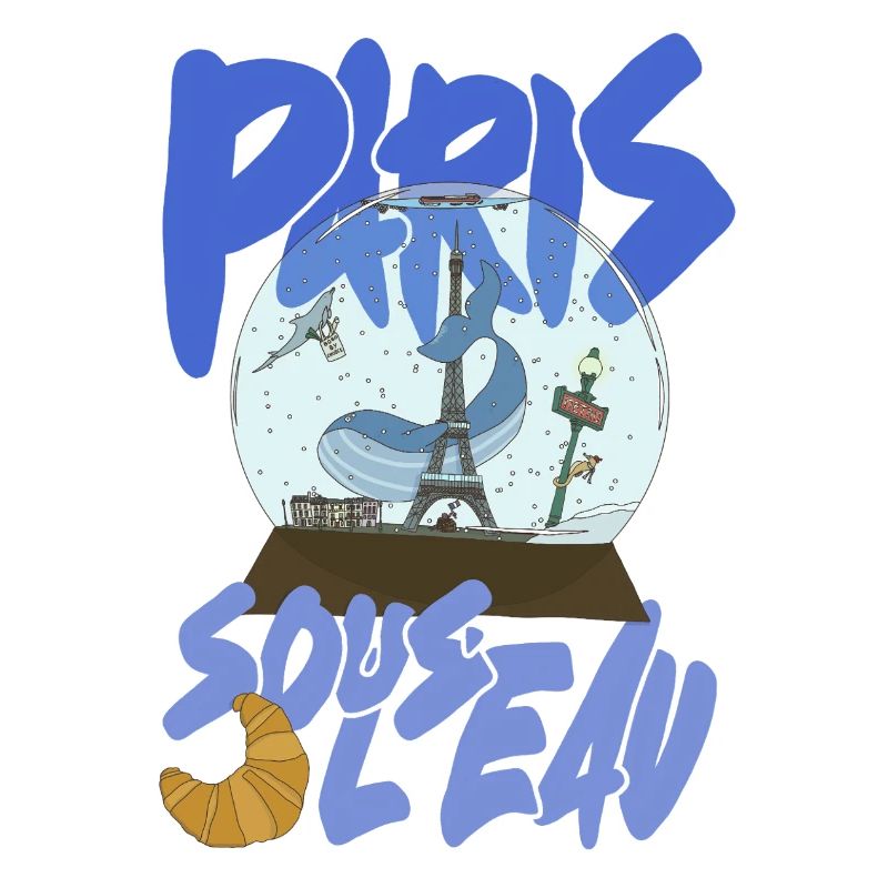 Paris Schneekugel Blau – Eiffel-Ikone