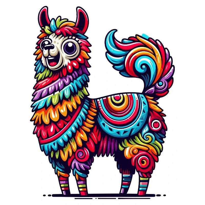 ALPACA PINATA CONFETTI VARIEGATED RAINBOW PATTERN