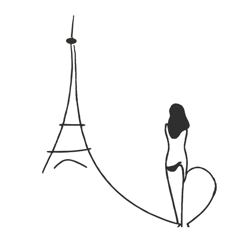 One Line Drawing Mrs. Eiffel Tower Paris