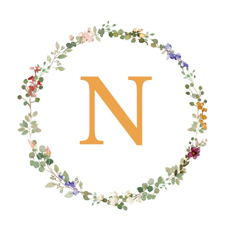 N Monogramm, Blumenkranz-Wildblumen
