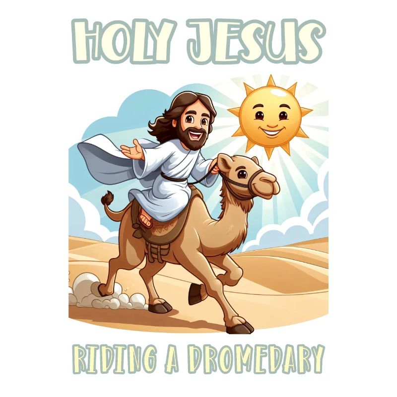Holy Jesus riding a dromedary