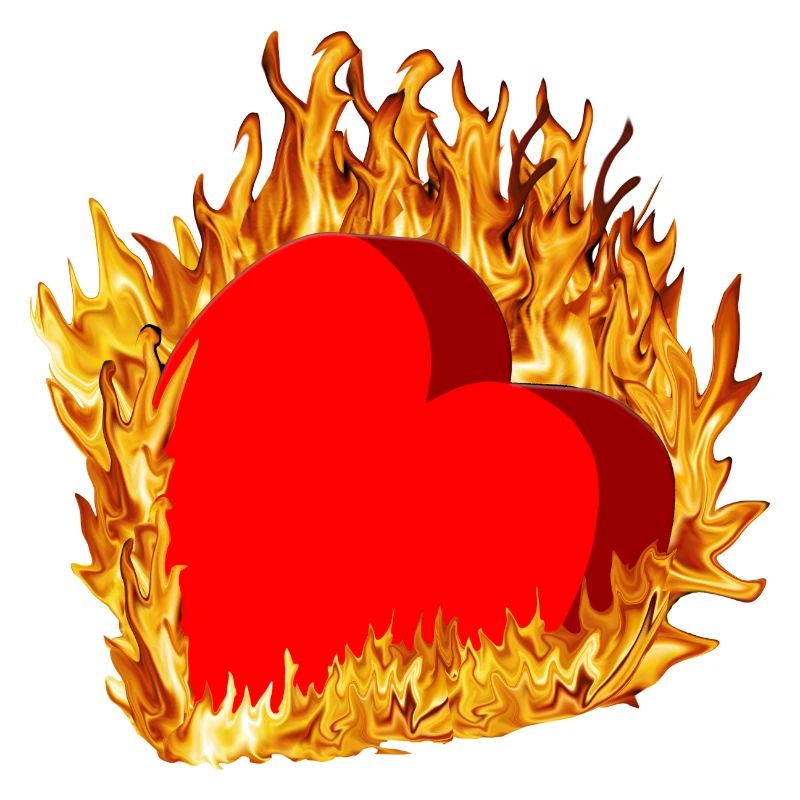 Red heart is on fire