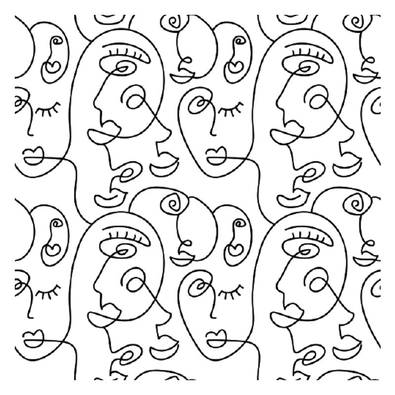 Pencil Line Art, Abstract Faces