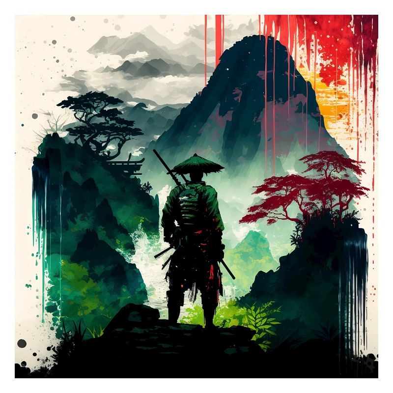 Samurai-Wassermalerei