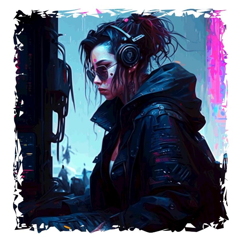 Technophile de science-fiction dans un monde high-tech dystopique