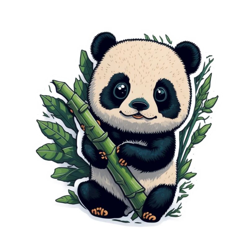 Cute Panda with Bamboo