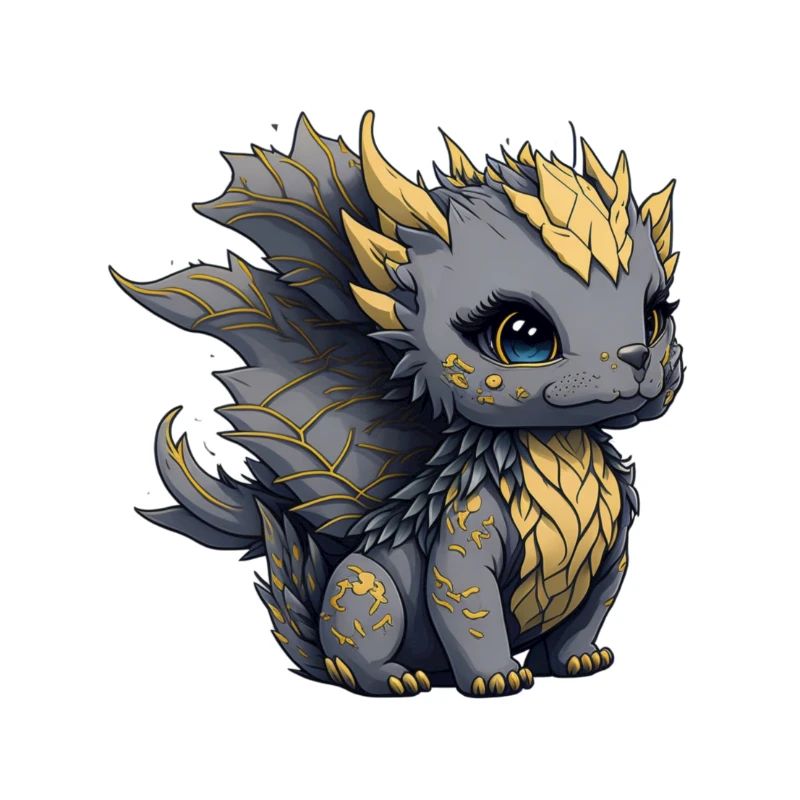 Mignon bébé dragon doré