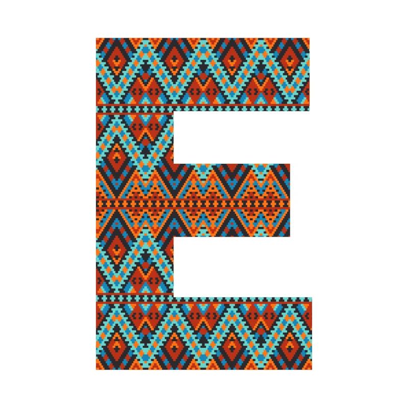 Letter E- boho design, Colorful monogram