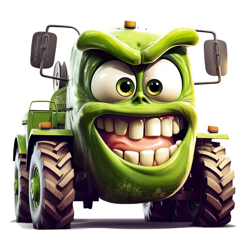 Tractor with a radiant smile on his face