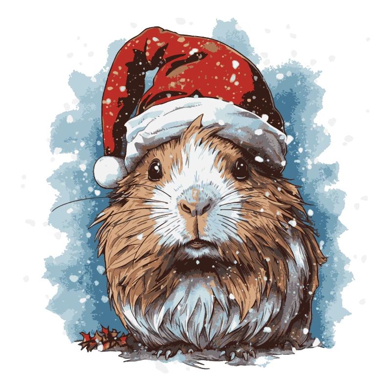 Cochon d’Inde avec chapeau de Père Noël