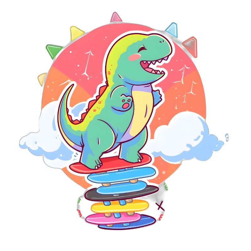 Exercice d’équilibre du T-Rex sur l’arc-en-ciel