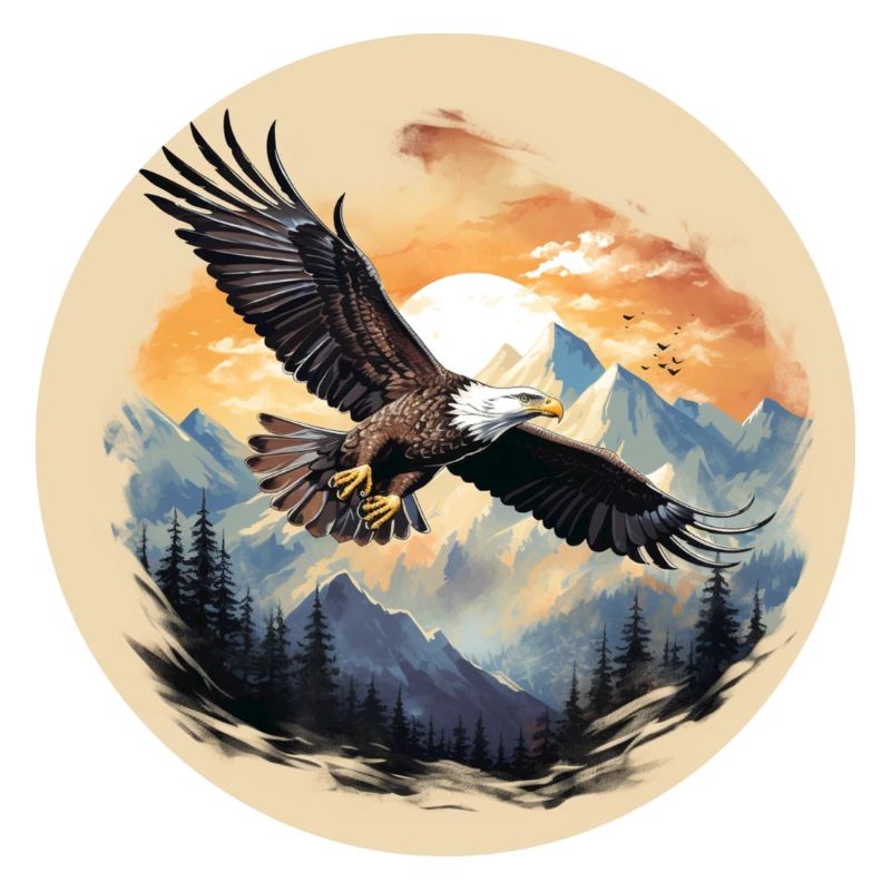 Eagle flight - eagle over mountain peaks