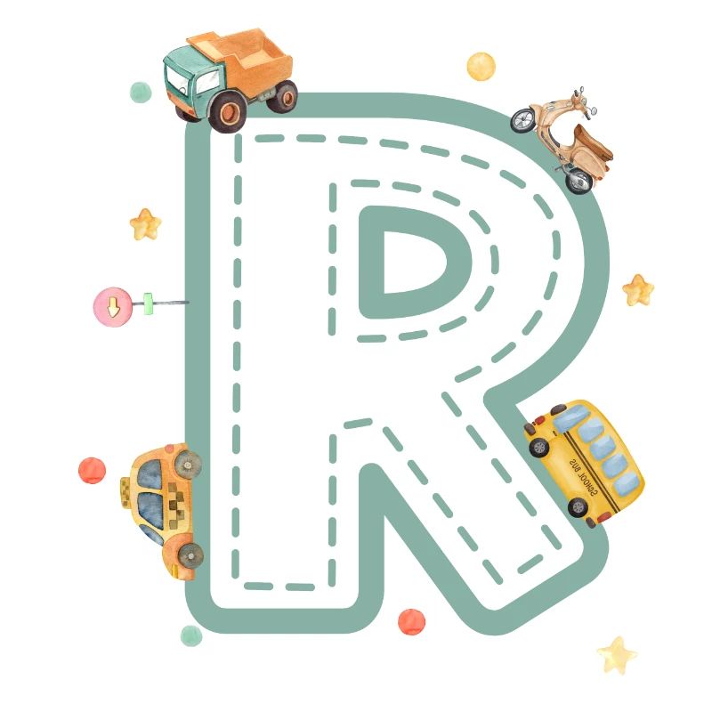 Letter r vehicle - personalized child gift