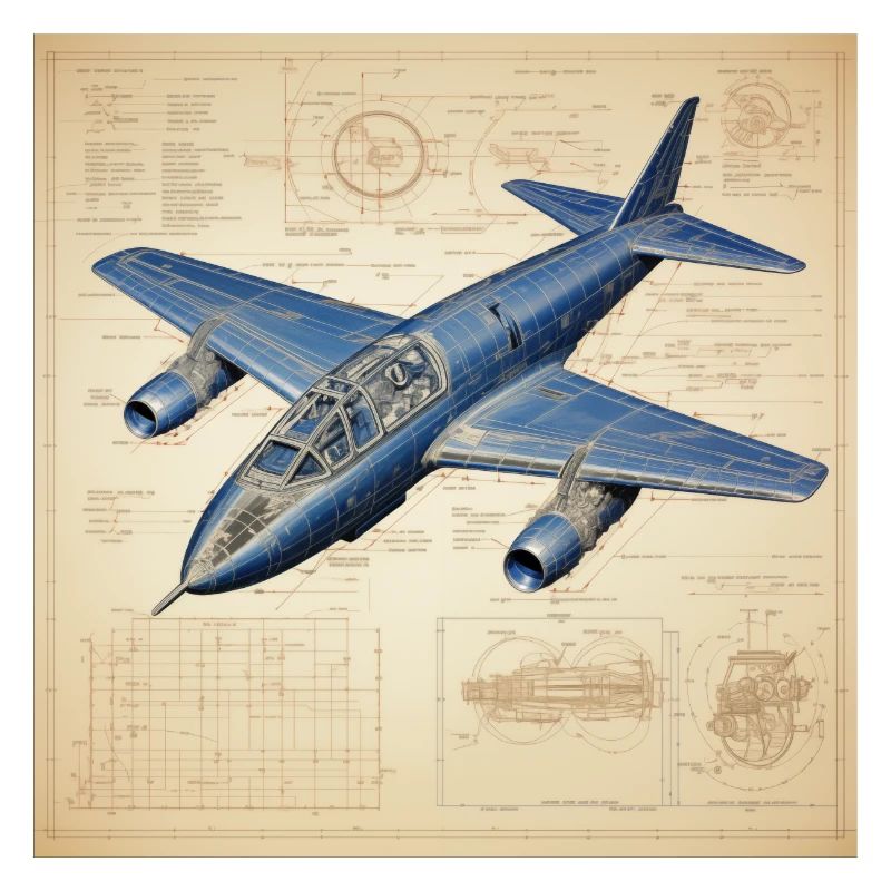 Blaupause eines Düsenflugzeugs