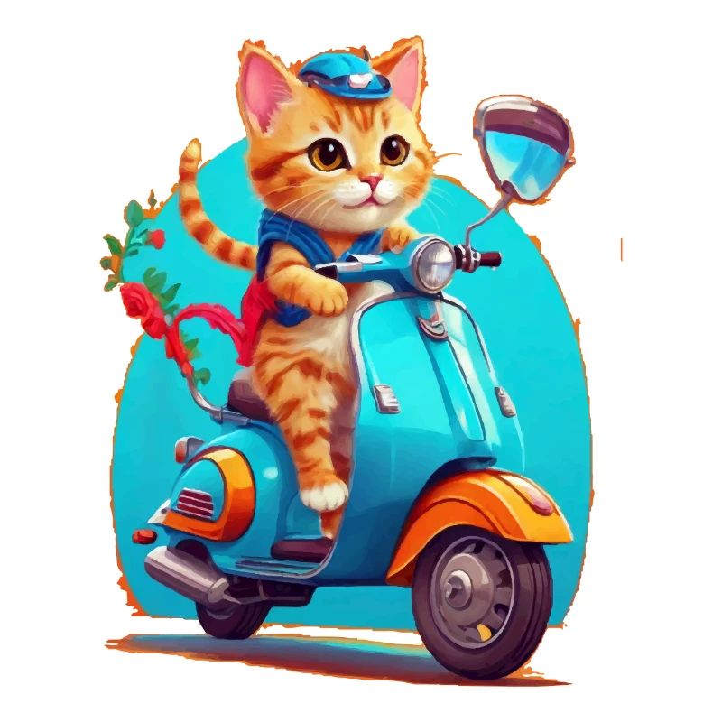 Katze fährt Roller