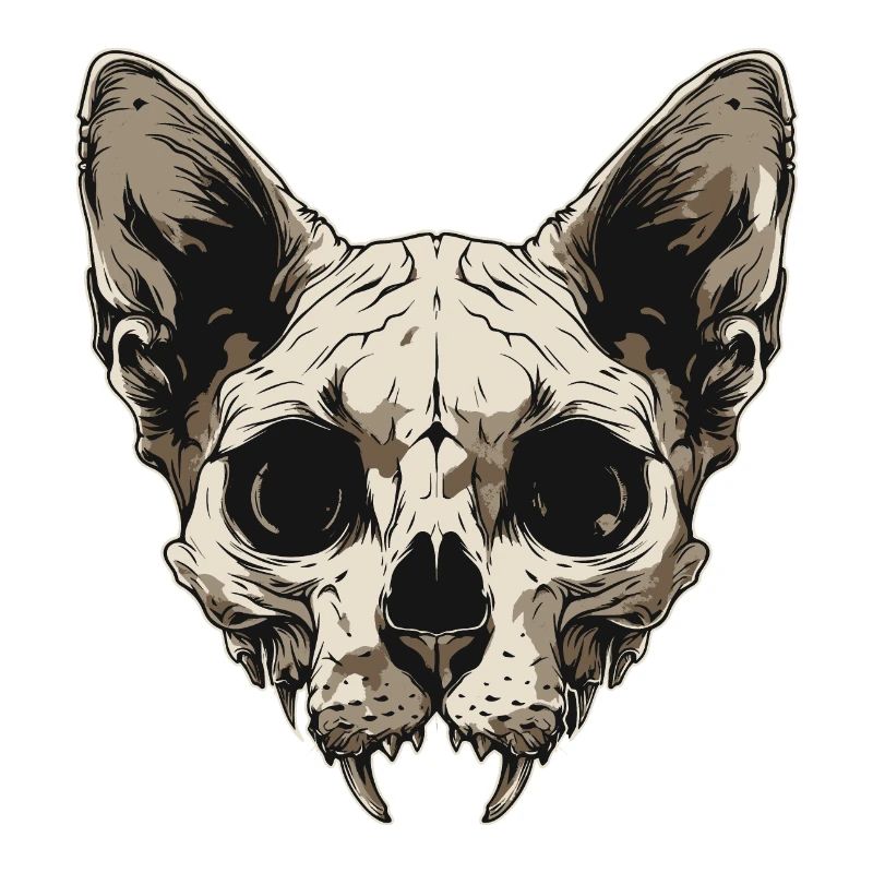Zombie Cat Skull