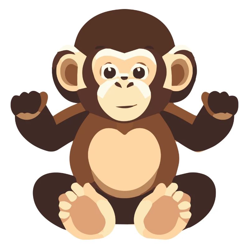 Singe Bébé Mignon Gorille Fourrure Marron Orang-outang