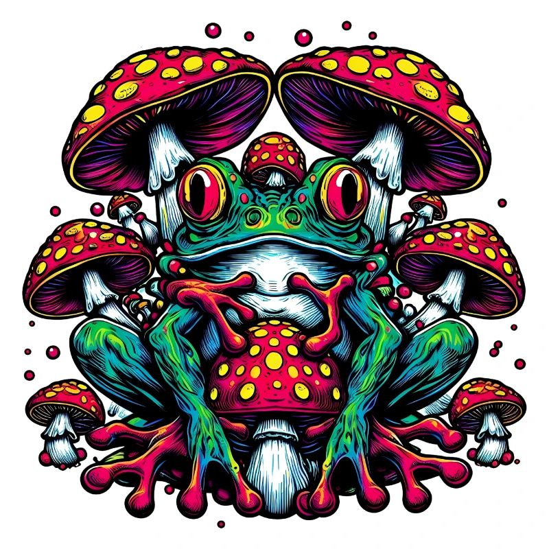 Frosch mit Fliegenpilz