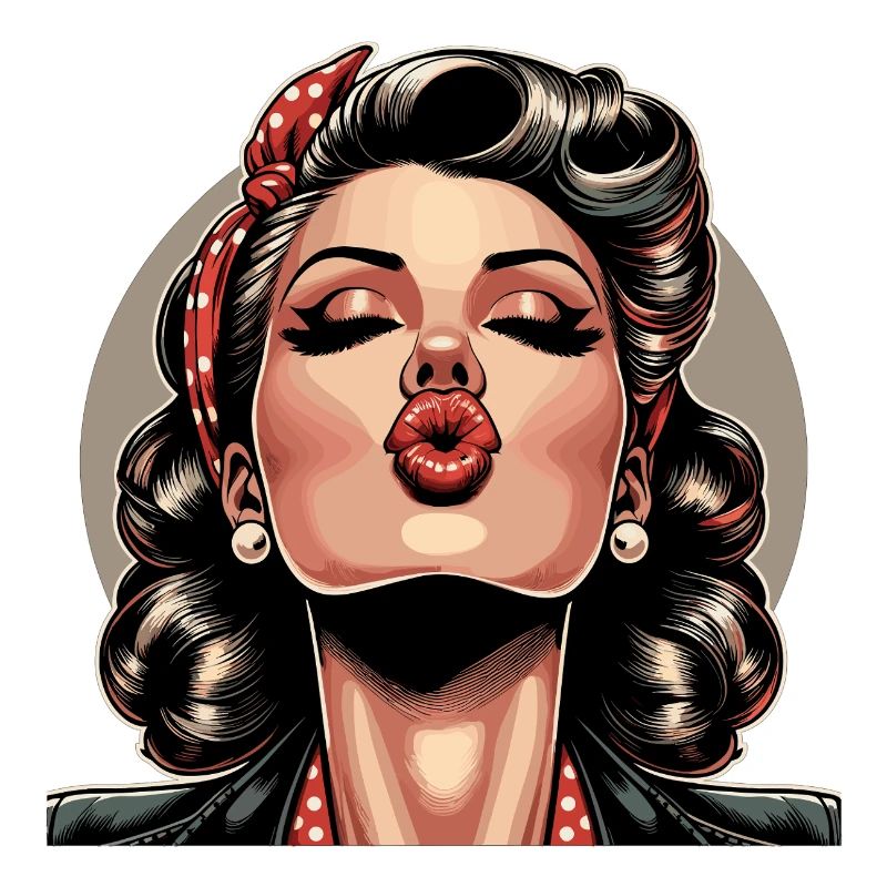 Rockabilly Kissable Lips Red Lips Retro Gift
