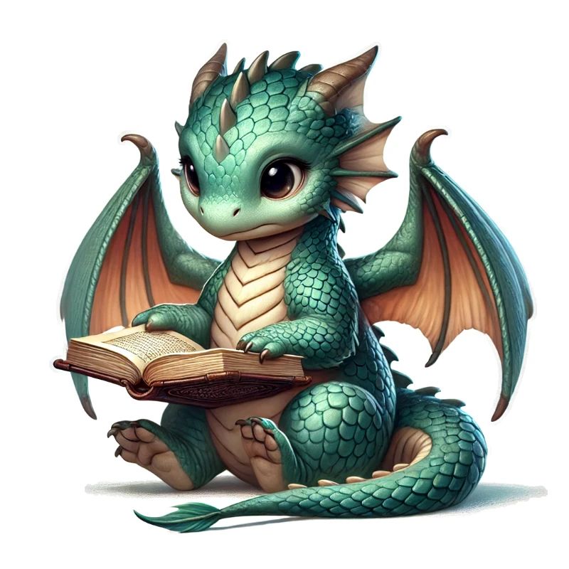 Drache liest Buch