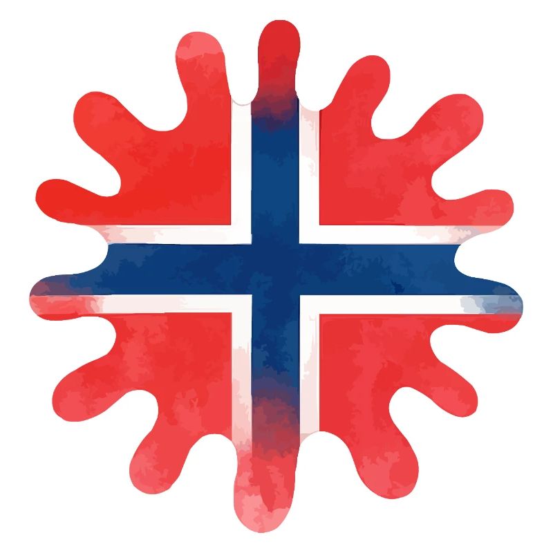 Norway Flag Paint Blobs Blobs