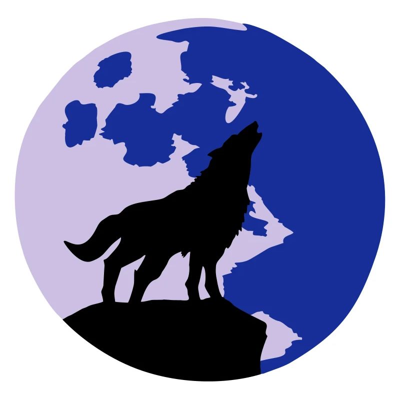 wolf and full moon
