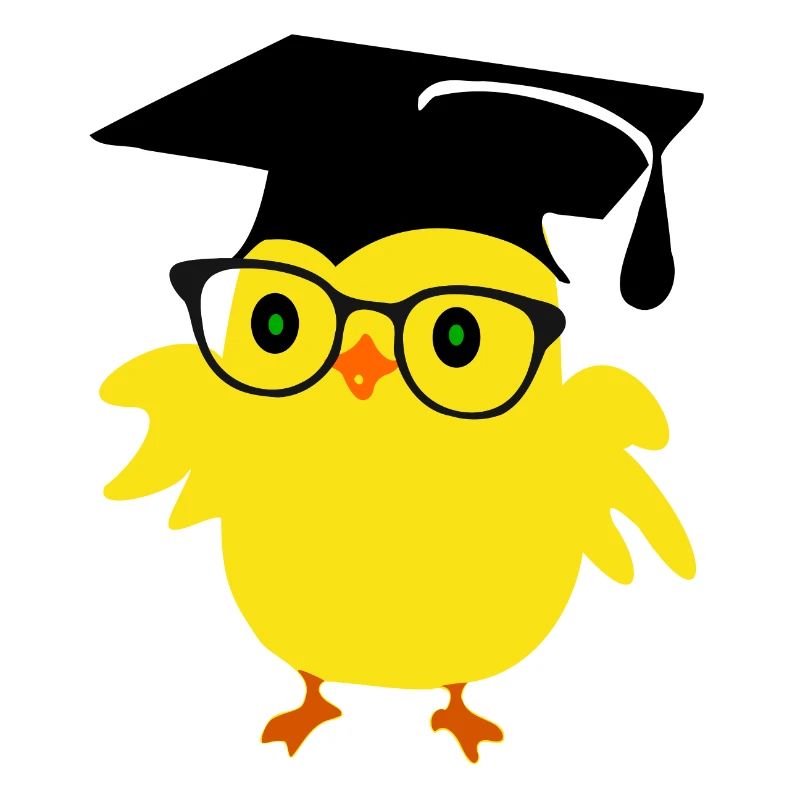 🐥❤✦ ° • Nettes Nerd-Küken auf einer Abschluss-Kappe u. Gläsern