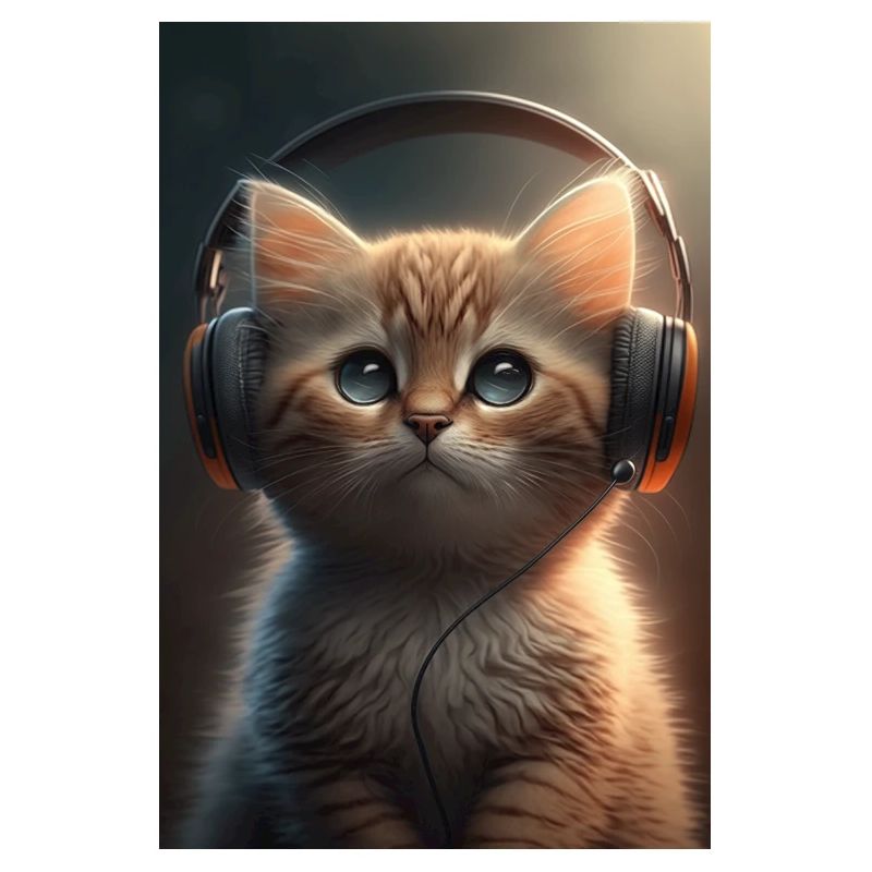 Katze mit Kopfhörer