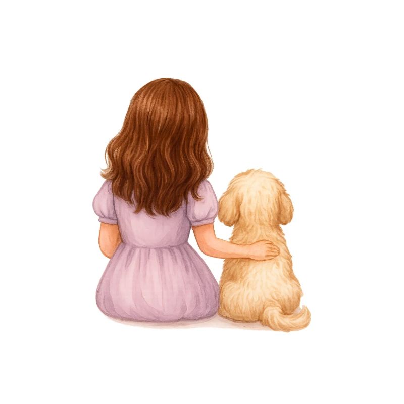Kleines Mädchen mit Hund