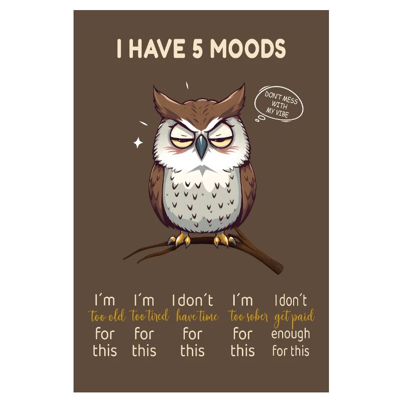 I Have 5 Moods – Lustige Eule mit Spruch