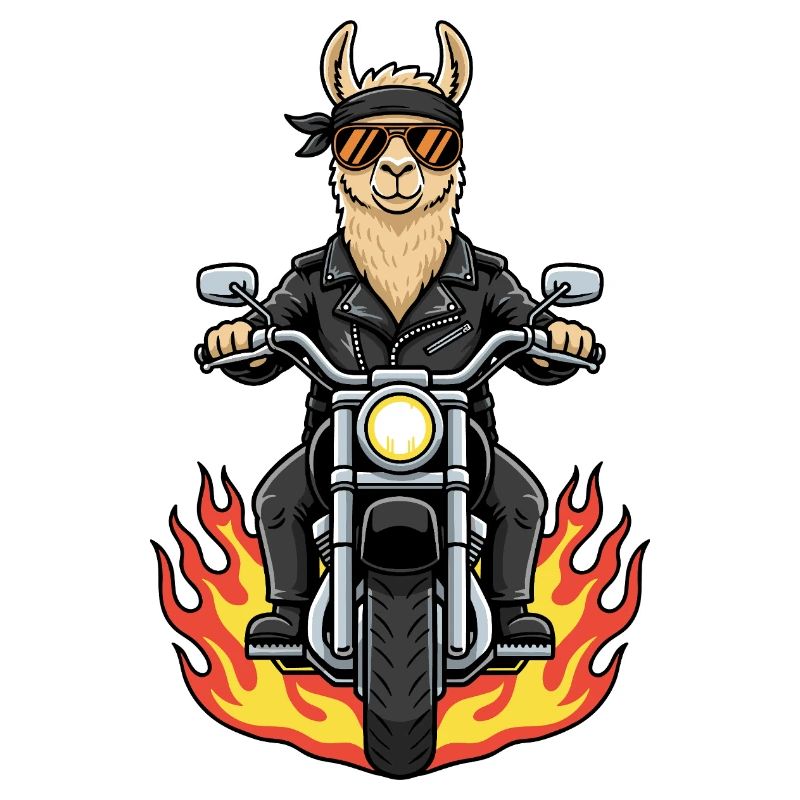 Cool Biker Llama Motorradflammen