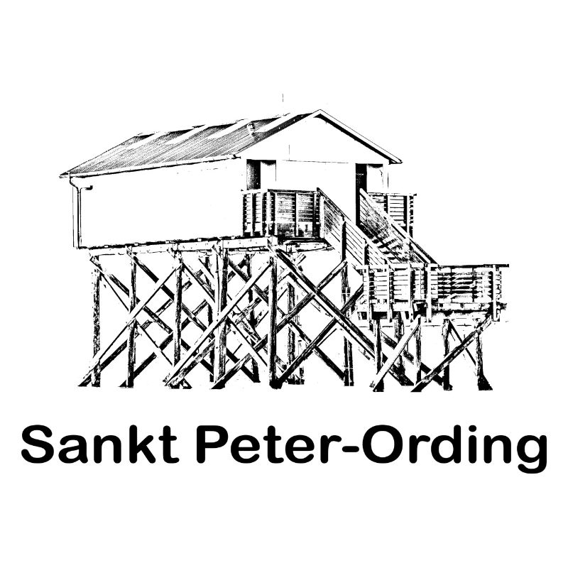 Pfahlbau mit Text Sankt Peter Ording schwarz