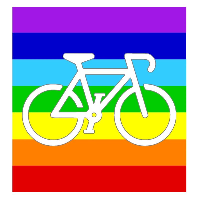 WHITE BICYCLE on a PEACE RAINBOW FLAG