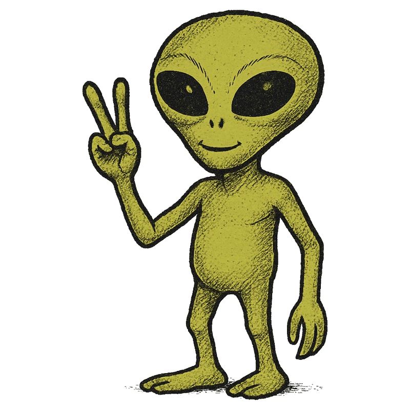 Friedliche Alien Friedenszeichen Illustration
