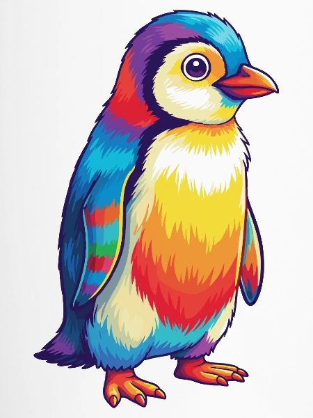 Buntes Pinguin-Regenbogen-Pop-Art-Aquarell