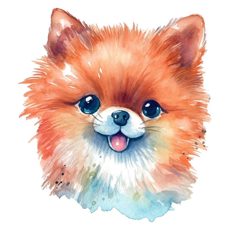Dessin à l’aquarelle miniature de Spitz