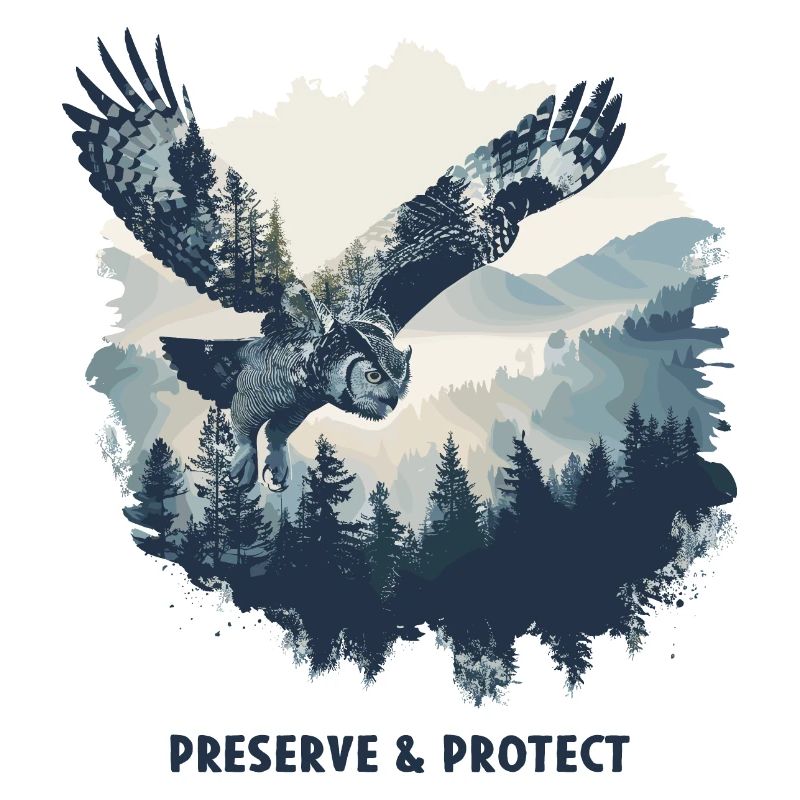 Preserve & Protect Eule Eulen Vogel Wald Natur