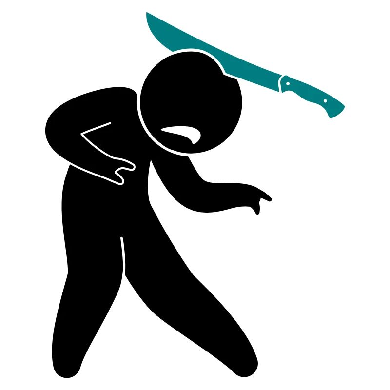 A zombie in the head with a machete