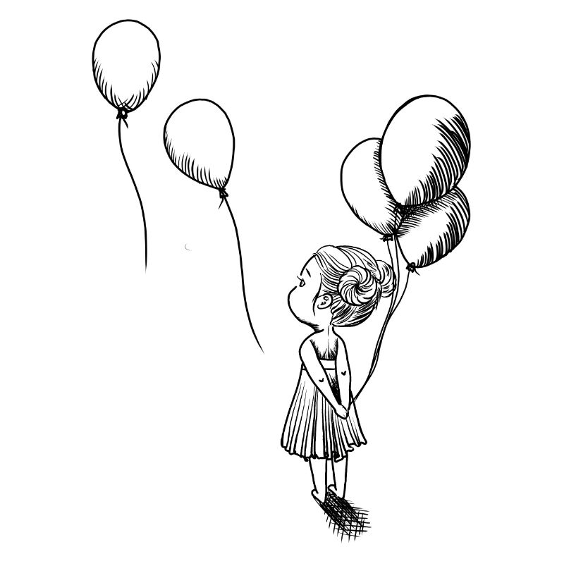 Mädchen mit Luftballons schwarz