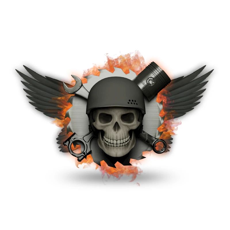 Motorcycle skull skull fire