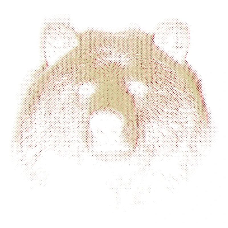 Red Halftone Bear Head