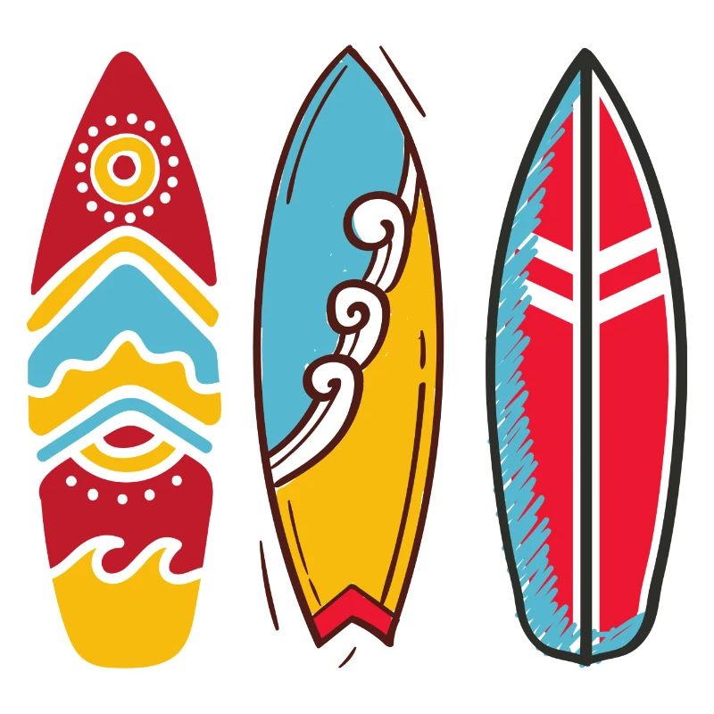Three pop art surf boards