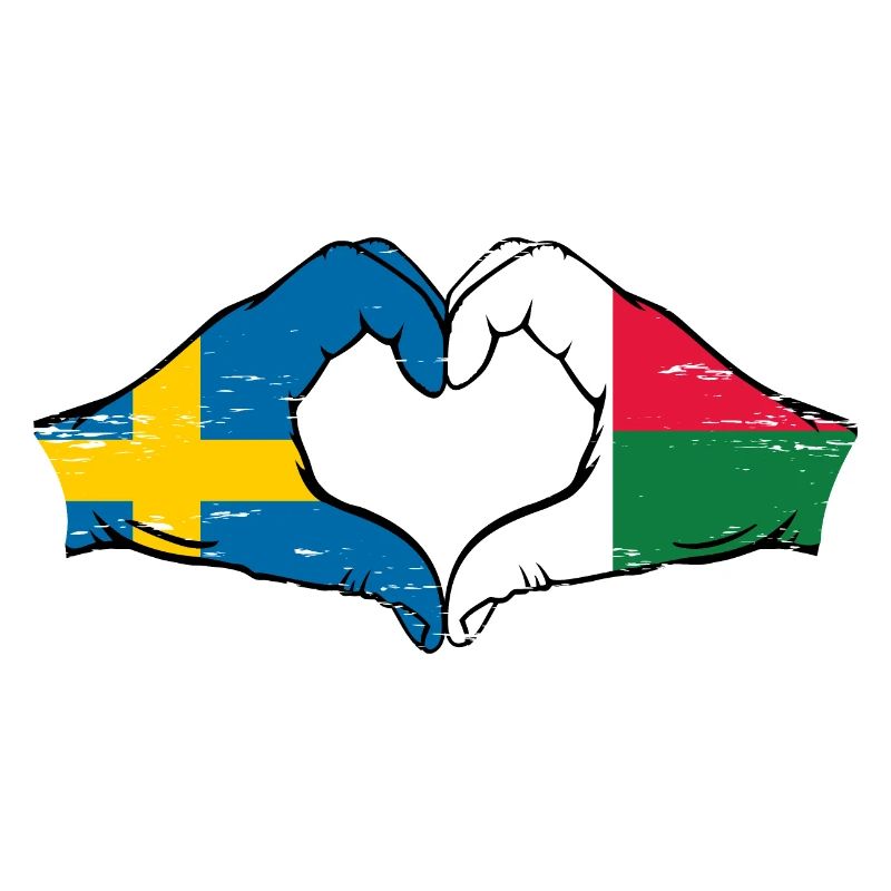 Suède Madagascar drapeau mains forme de coeur utilisé