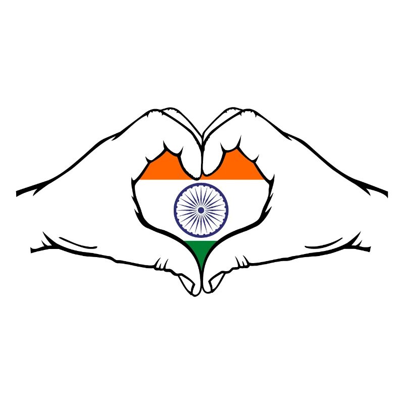 Drapeau de l’Inde Mains Coeur Forme