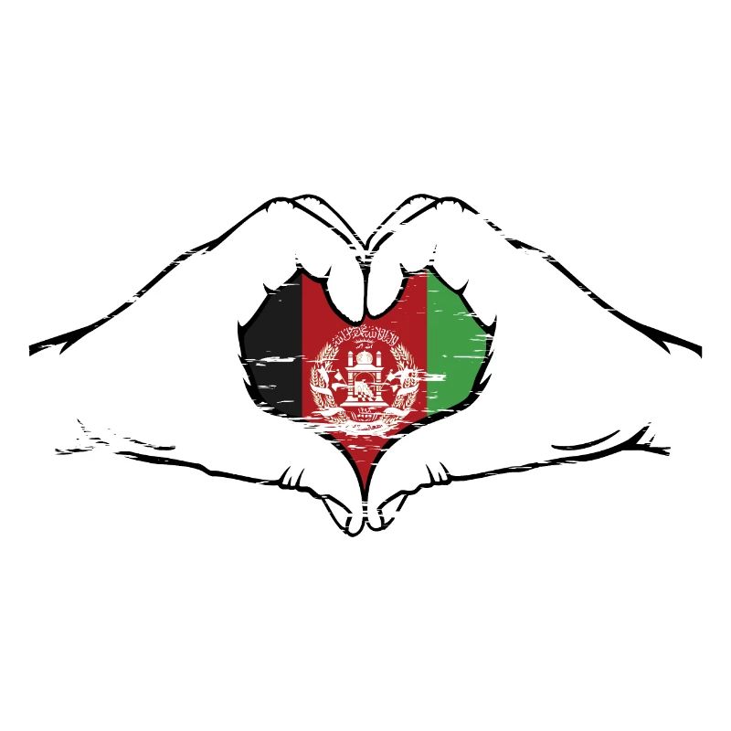 Drapeau de l’Afghanistan mains forme de coeur utilisé