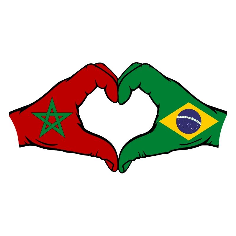 Maroc Brésil Drapeau Mains Coeur Forme